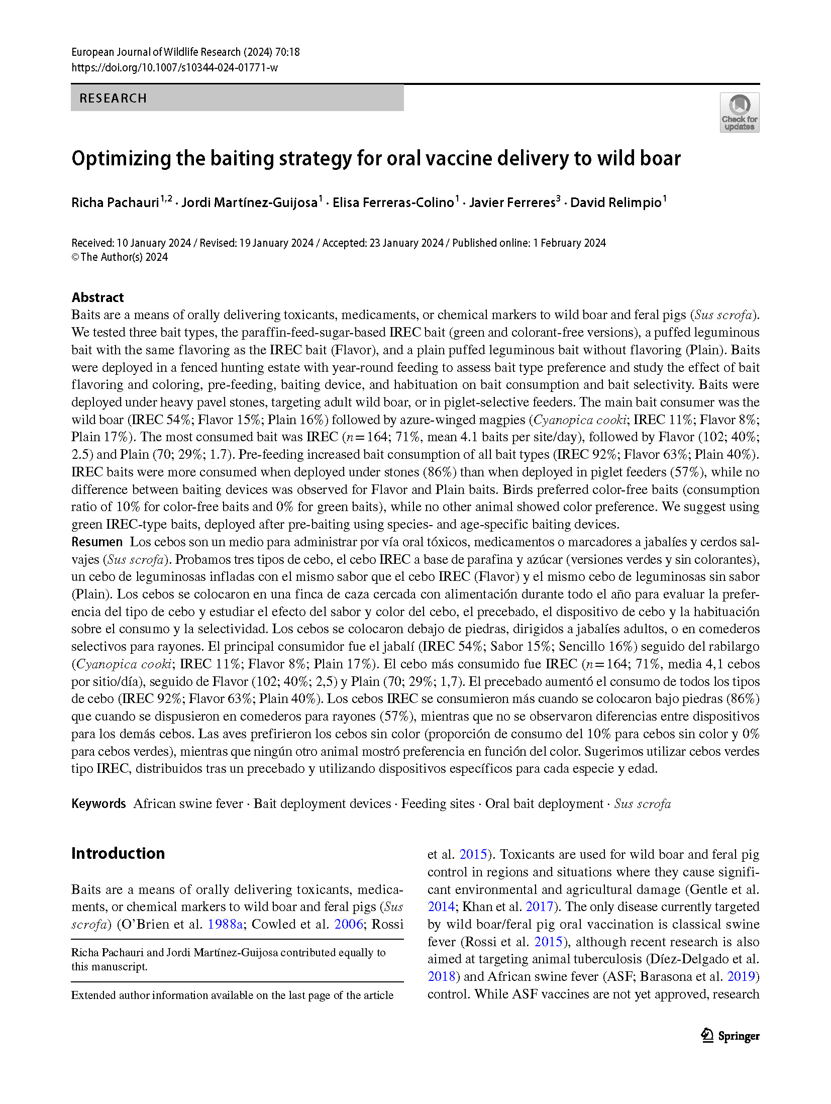Optimizing the baiting strategy for oral vaccine delivery to wild boar_Page_1